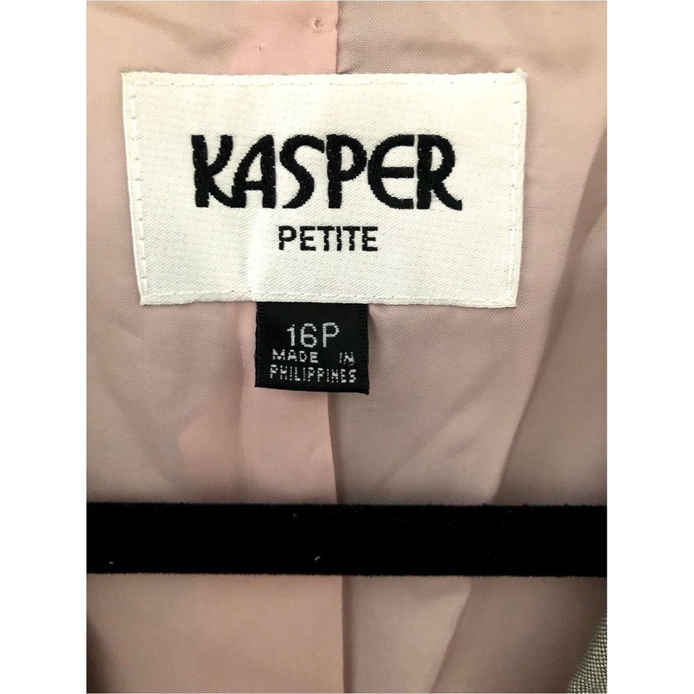 Kasper Petite Gray Longline Career Blazer Jacket Women's Size 16P Office Chic - Picture 10 of 11